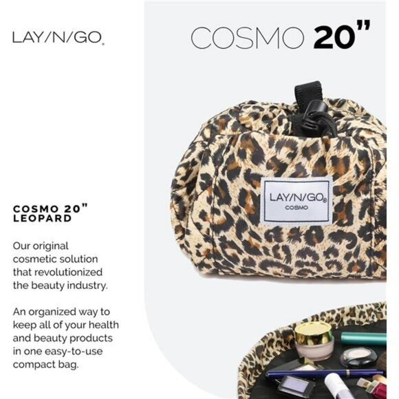 Leopard print makeup bag travel cosmetic bag toiletry organizer drawstring pouch - Picture 3 of 7